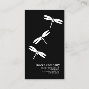 Carte De Visite Contrôle des nuisibles Dragonfly  Logo Noir Blanc