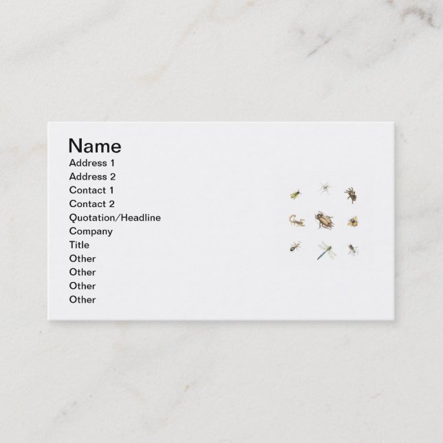Carte De Visite Contrôle des parasites (Devant)