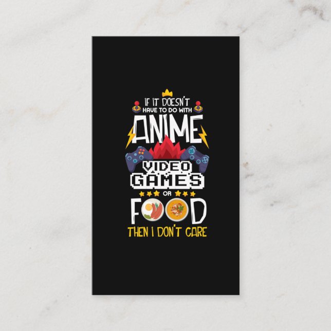 Carte De Visite Contrôleur de jeu Nerd Anime Video Game Food Gamer (Devant)