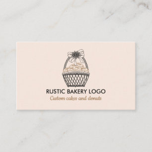 Carte De Visite Cookies Donut de Boulangerie Rustique Rose Pâle