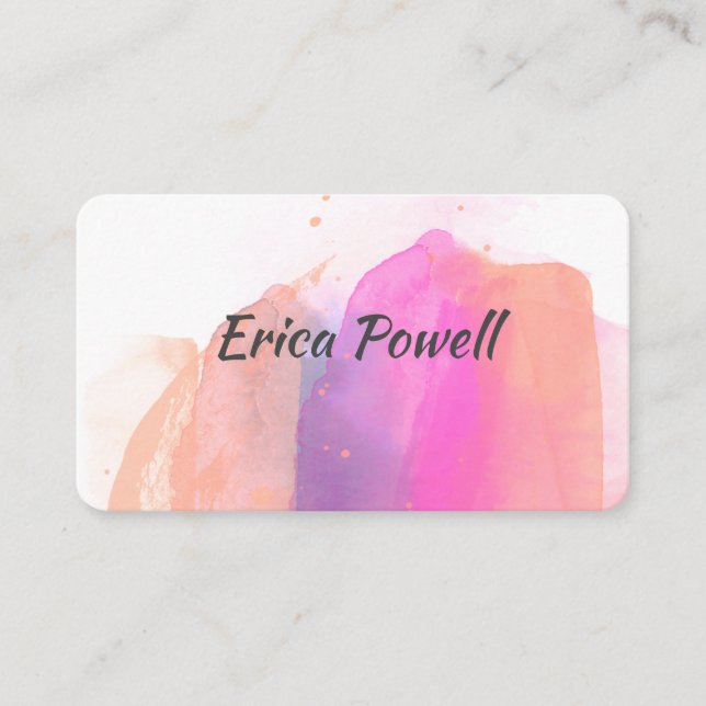 Carte De Visite cool abstrait aquarelle moderne art sur blanc (Devant)