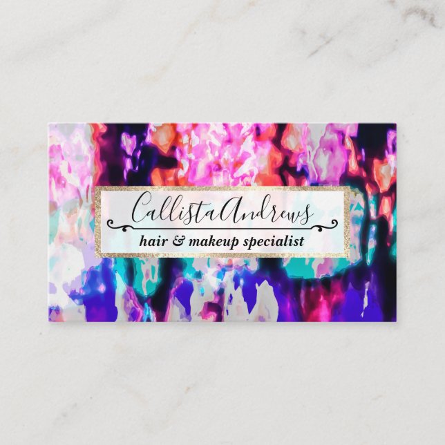 Carte De Visite Cool Abstrait Pink Blue Black Tie Dye Motif (Devant)