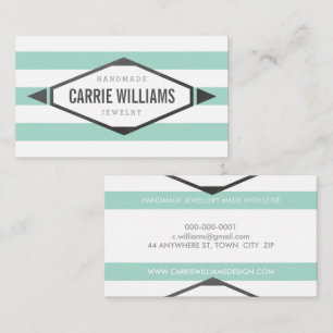 Carte De Visite COOL AZTEC BOHO LOGO rayé simple menthe gris