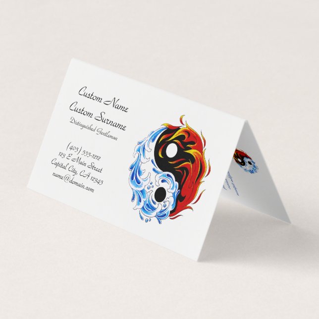 Carte De Visite Cool caricature tatouage symbole eau-feu Yin Yang (Dos)