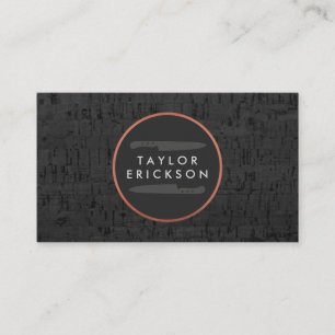 Carte De Visite Cool Chef Rustique Cuivre Couteau Logo Corkboard