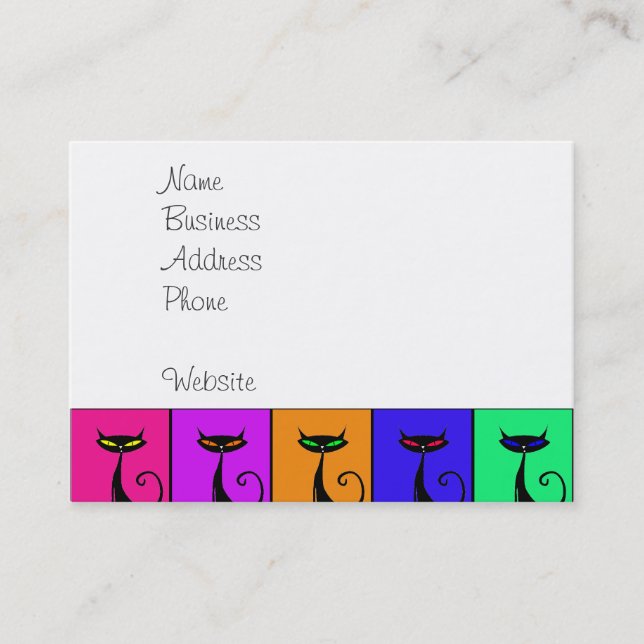 Carte De Visite Cool Colorful Kitty Cat Pop Art (Devant)