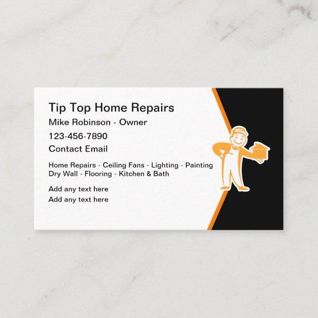 Carte De Visite Cool Construction Handyman Home Réparations (Devant)