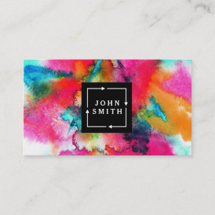 Carte De Visite Cool d'aquarelles multicolores moderne Abstrait Bu