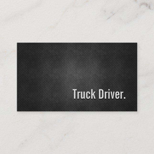 Carte De Visite Cool de conducteur de camion Métal Noir Simplicité (Devant)