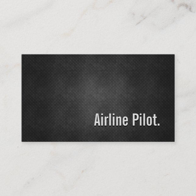 Carte De Visite Cool de pilote de ligne Simplicité en métal noir (Devant)