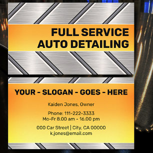 Carte De Visite Cool de service de voiture Silver Bright Orange pe
