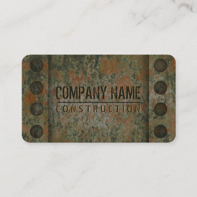 Carte De Visite Cool Distressed Vieux Acier Rouillé Construction m (Devant)