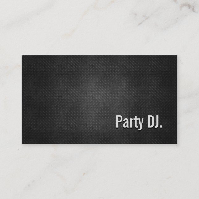 Carte De Visite Cool DJ de la soirée Simplicité en métal noir (Devant)