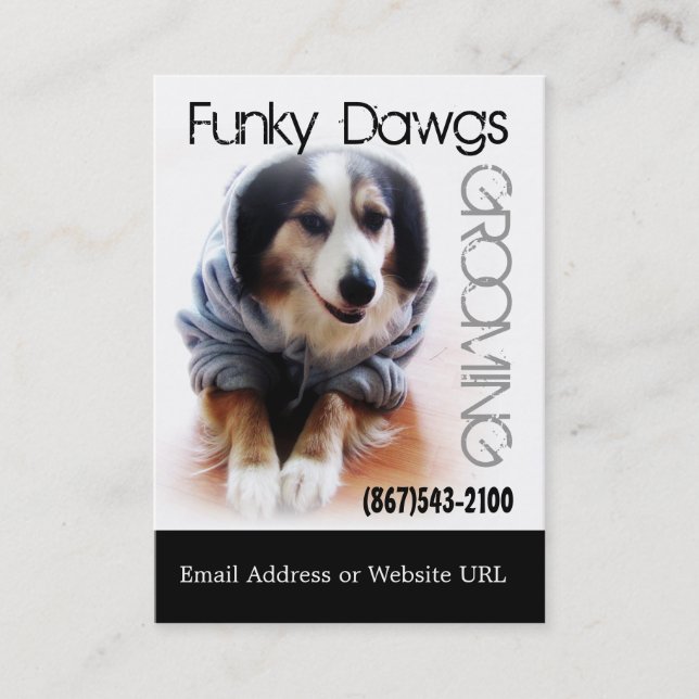 Carte De Visite Cool Dog Grooming Aussie en Sweat - shirt à capuch (Devant)