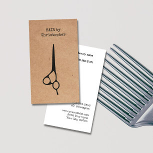 Carte De Visite Cool Elegant Kraft Papier Ciseau noir coiffeur