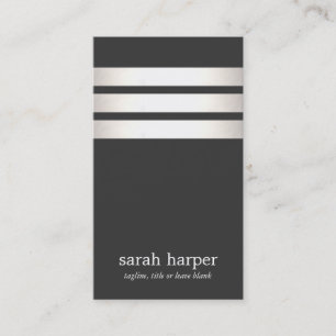 Carte De Visite Cool Faux Silver Foil et Black Stried Moderne