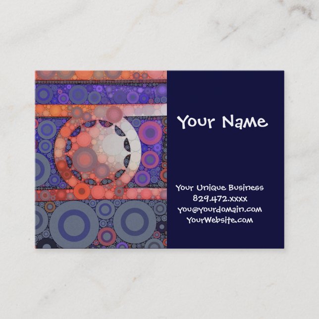 Carte De Visite Cool Funky Circle Star Mosaic Motif Indigo Red (Devant)
