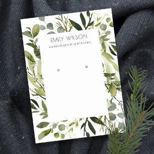 CARTE DE VISITE COOL GREEN FOLIAGE WREATH FRAME EARRING DISPLAY