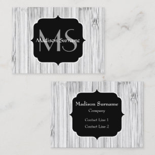 Carte De Visite Cool gris imprimé bois de bambou Monogramme