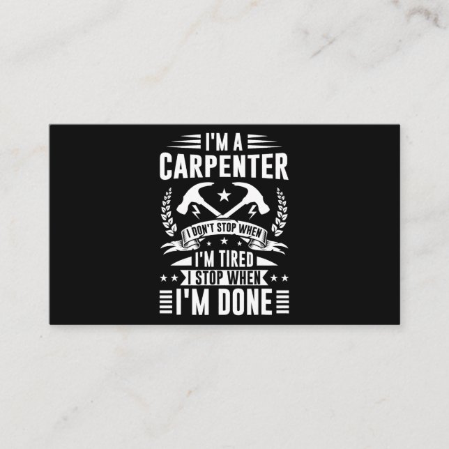 Carte De Visite Cool Mens Carpenter Drôle Joiner Travail dur Bois (Devant)