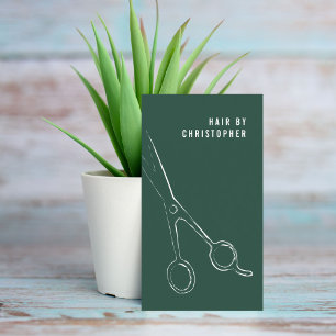 Carte De Visite Cool Minimaliste Vert Ciseaux Blanches Liste de ch