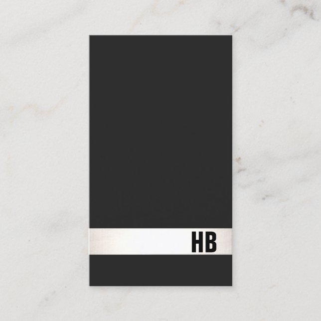 Carte De Visite Cool Moderne Monogramme Noir et Argent Bande (Devant)