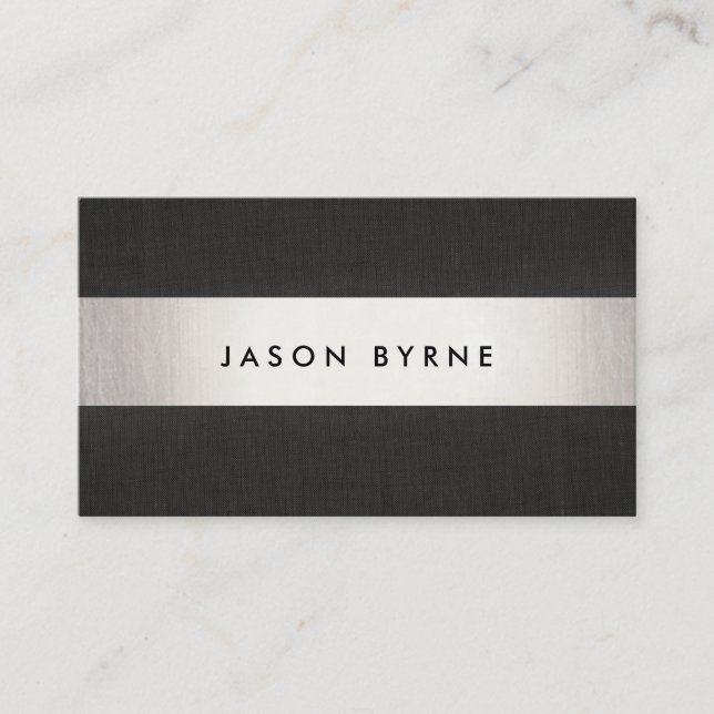 Carte De Visite Cool moderne Noir Argent rayé Professionnel (Devant)