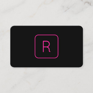 Carte De Visite Cool moderne rose noir Monogramme ou lettre d'entr