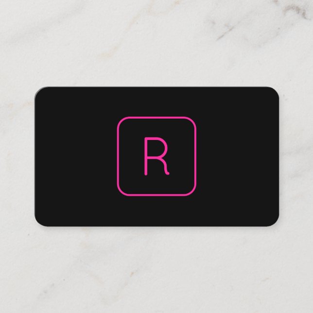 Carte De Visite Cool moderne rose noir Monogramme ou lettre d'entr (Devant)
