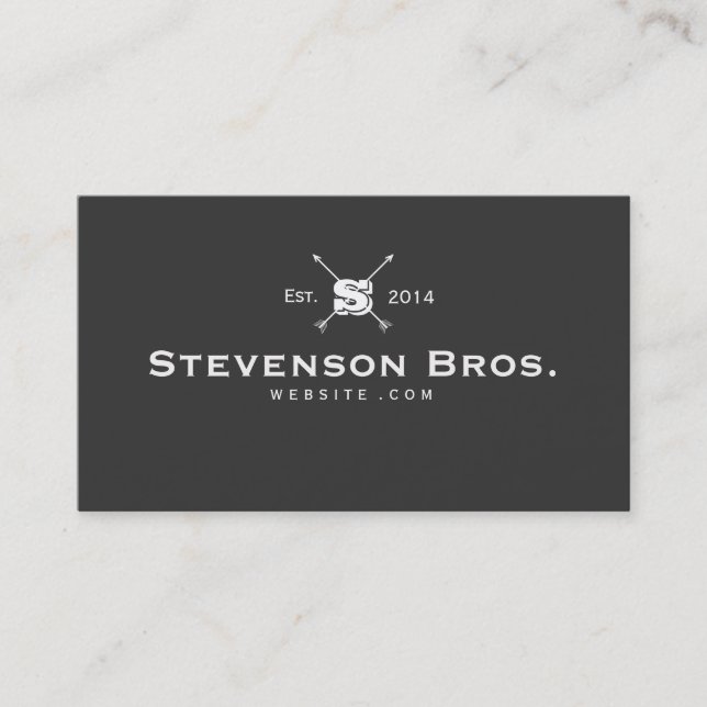 Carte De Visite Cool Monogram Classic Vintage Noir Entrepreneur (Devant)