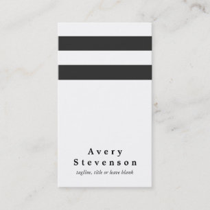 Carte De Visite Cool noir et blanc rayé moderne blanc vertical