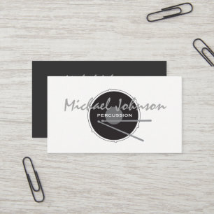 Carte De Visite Cool noir minimal de musique de percussion de