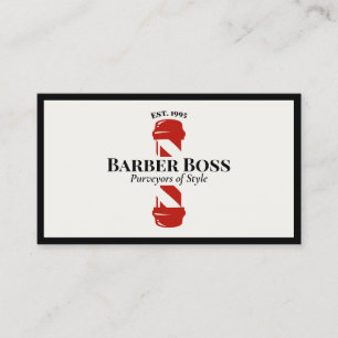 Carte De Visite Cool Poteau en bois rouge Barbier