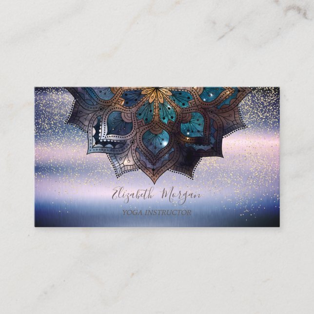 Carte De Visite Cool professionnel élégant Mandala, Confetti Yoga (Devant)