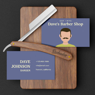 Carte De Visite Cool Purple Retro Vintage Barber Shop