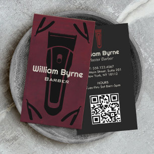 Carte De Visite Cool Red Barber Shair Stylist Straight Razor