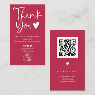 Carte De Visite Cool script magenta logo commander merci