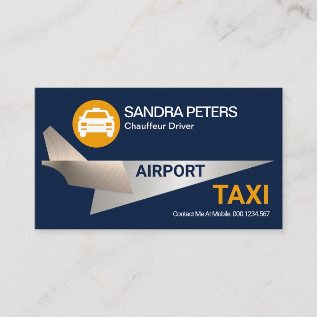 Carte De Visite Cool Silver Jet Avion Aéroport Taxi Conducteur (Devant)