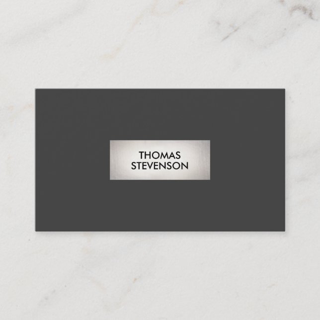 Carte De Visite Cool Simple Faux Argent Argent Moderne Noir (Devant)