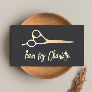 Carte De Visite Cool Simple Faux Gold Ciseaux Hair Styliste