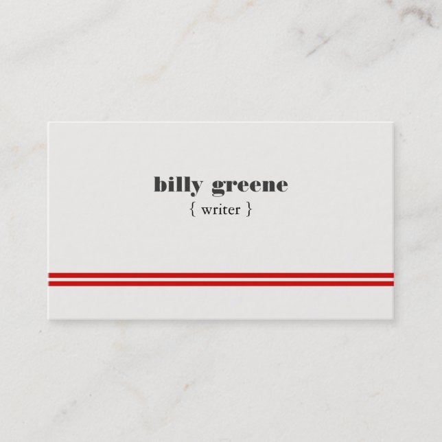 Carte De Visite Cool Simple Moderne Blanc Professionnel Rouge (Devant)