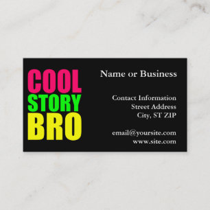 Carte De Visite Cool Story Bro dans le style néon