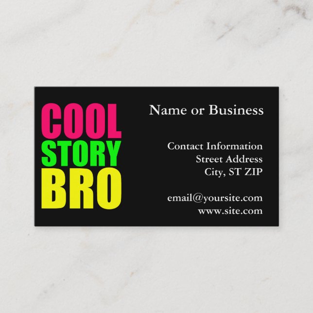 Carte De Visite Cool Story Bro dans le style néon (Devant)