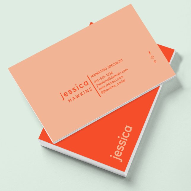 Carte De Visite Cool tendance moderne Burnt Orange & Peach (Créateur téléchargé)