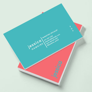 Carte De Visite Cool tendance moderne Coral & Verdigris (bleu vert