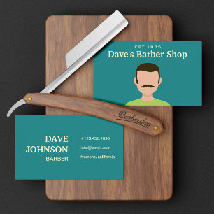 Carte De Visite Cool Turquoise Retro Vintage Barber Shop