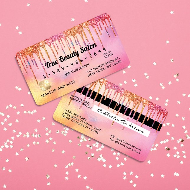 Carte De Visite Cool Unicorn rose Parties scintillant holographiqu (Créateur téléchargé)