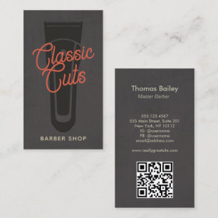Carte De Visite Cool Vintage Barber Shop Code QR