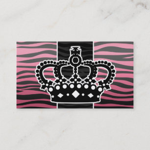 Carte De Visite Copie rose et noire de princesse Girly de zèbre