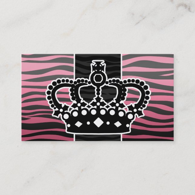 Carte De Visite Copie rose et noire de princesse Girly de zèbre (Devant)